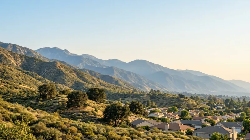The San Gabriel foothills above Tujunga at golden hour.
